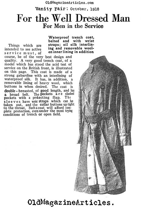 burberry trench coat used in british army during wwi 1914|Burberry trench coat measurement chart.